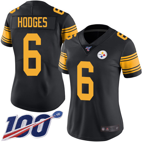 Women Pittsburgh Steelers Football 6 Limited Black Devlin Hodges 100th Season Rush Vapor Untouchable Nike NFL Jersey
